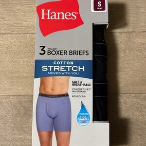 Hanes Boxer Briefs 3-Pack Cotton Stretch Black Size Small